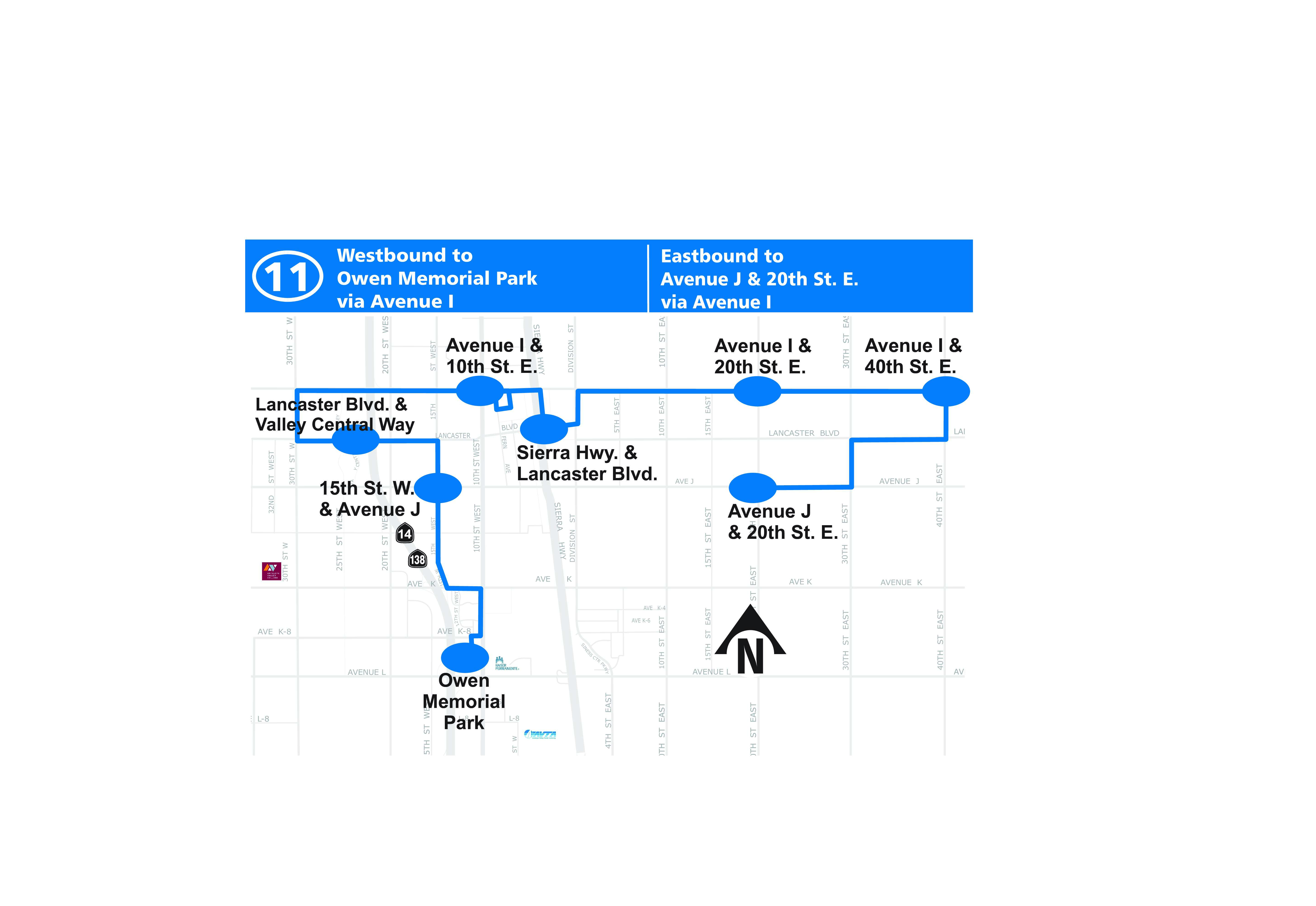 Route 11 East/West Lancaster Map