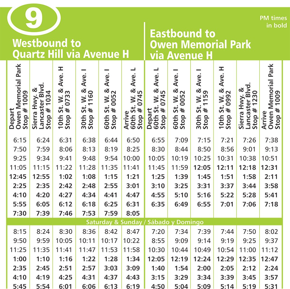 Route 9 Schedule