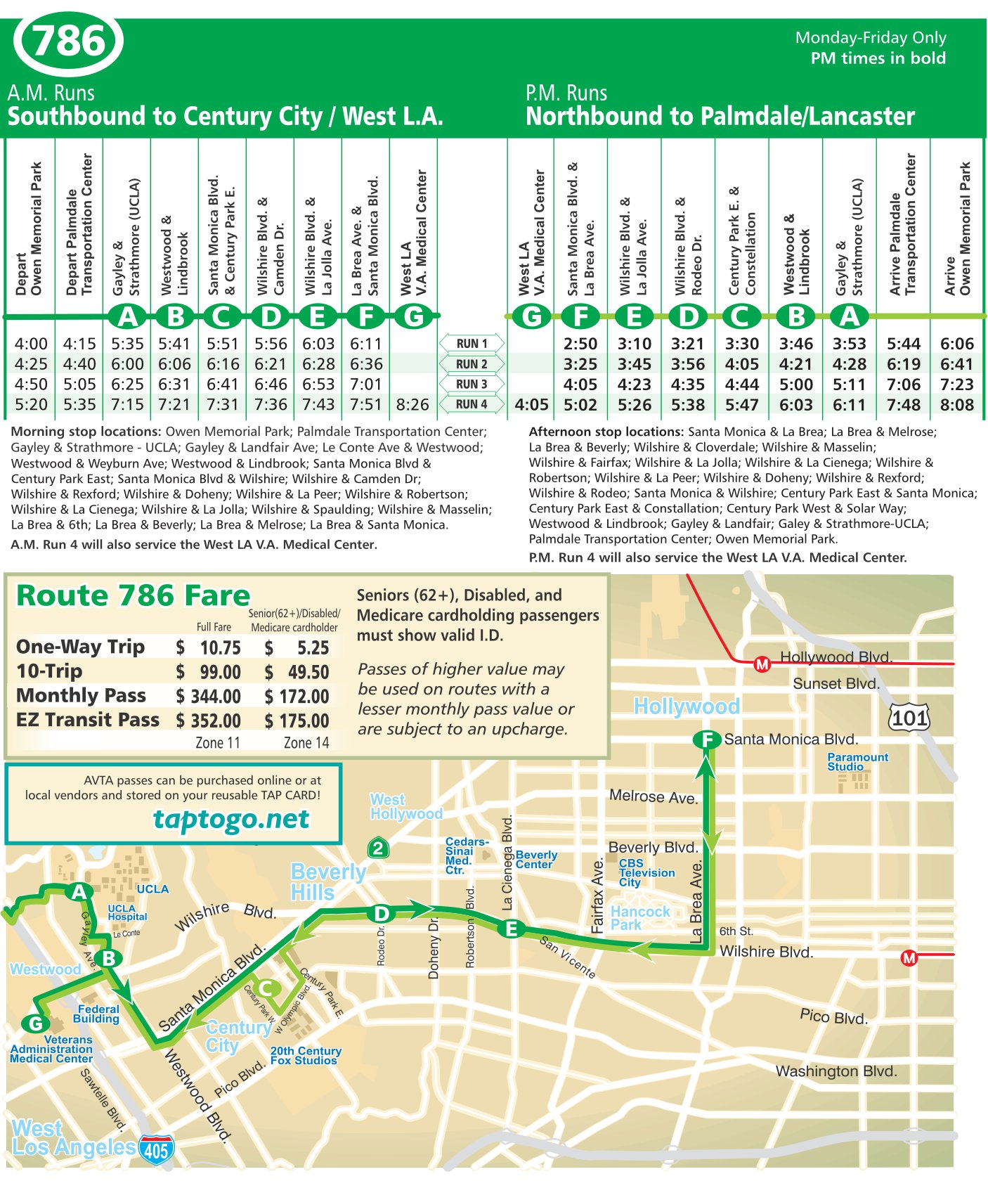 Route 786 Map and Schedule