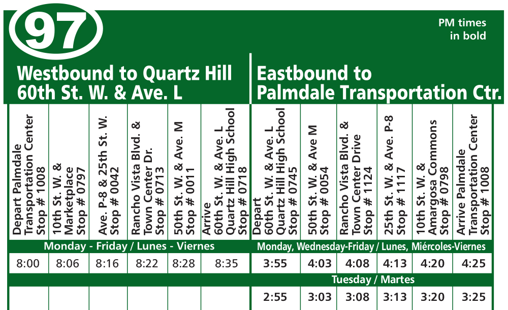 97 Special Schedule