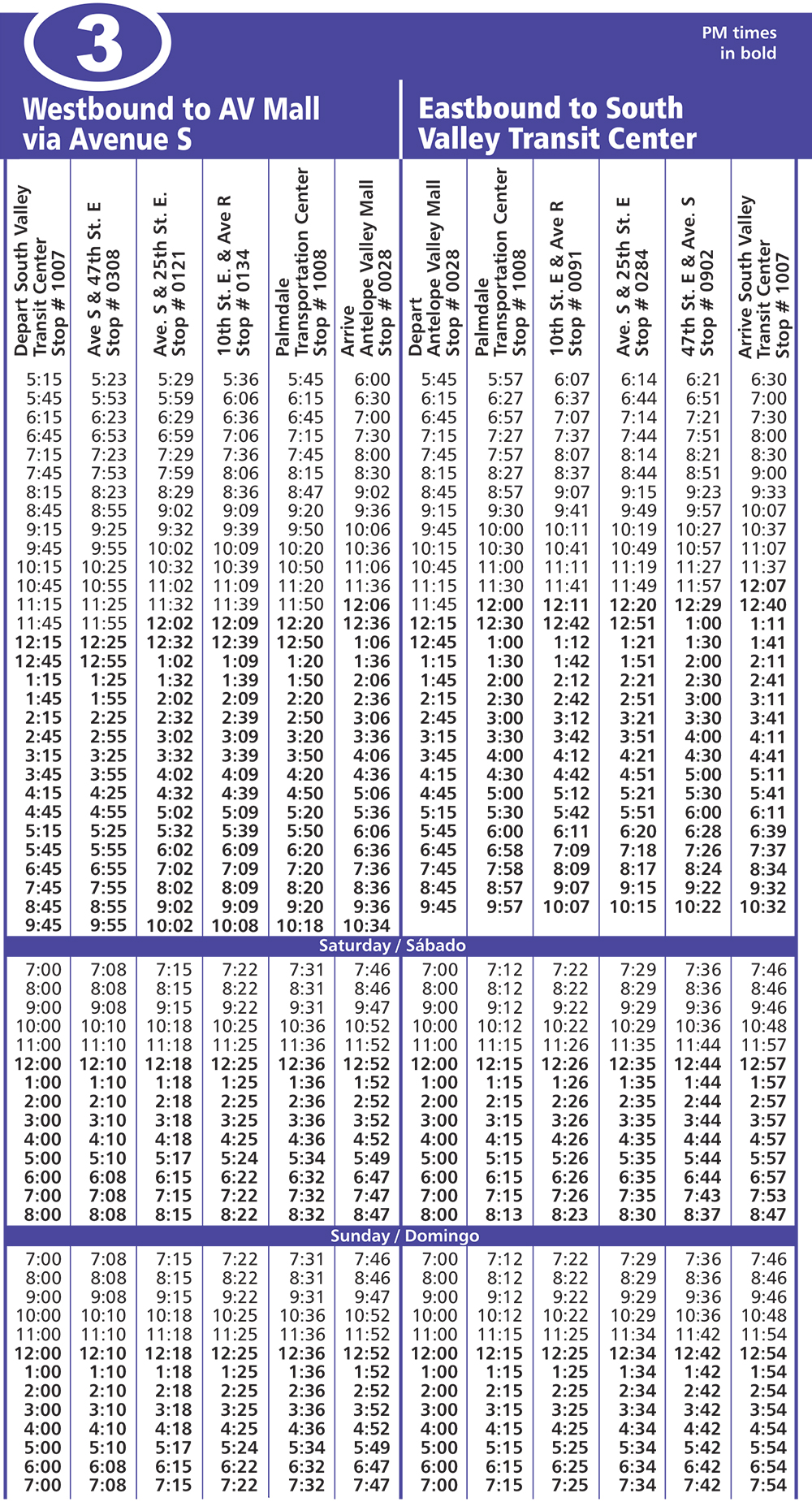 Route 3 Schedule