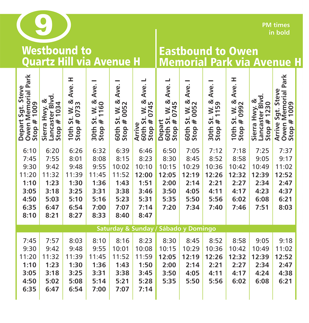 Route 9 Schedule