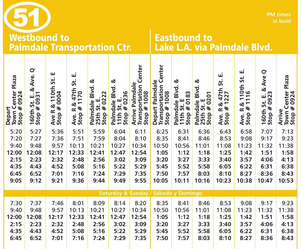 Route 51 Schedule