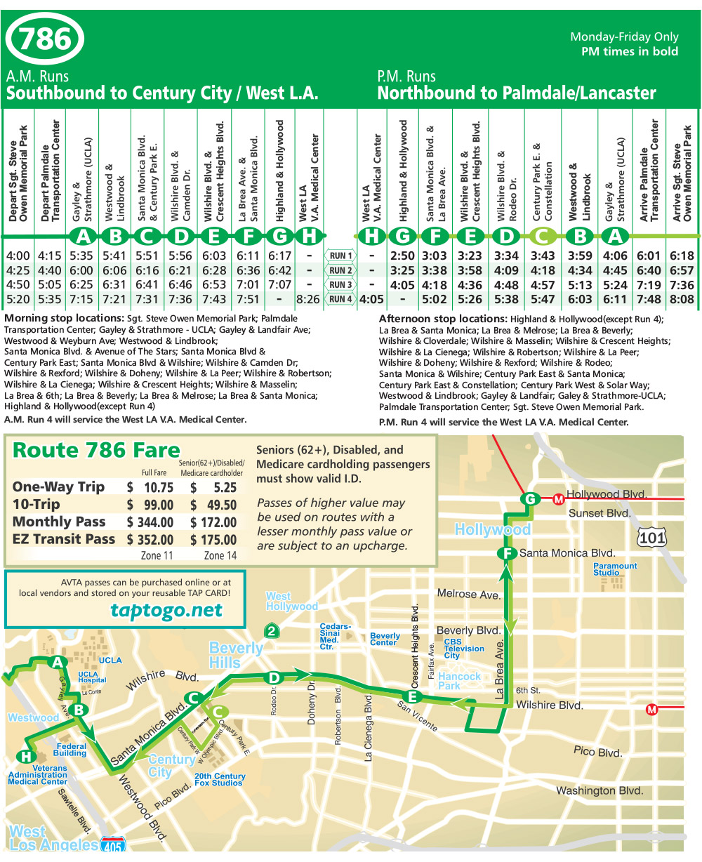 Route 786 Map and Schedule