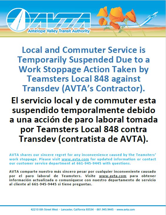 AVTA Statement on Work Stoppage