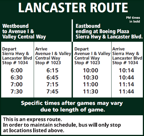 Lancaster Route Schedule