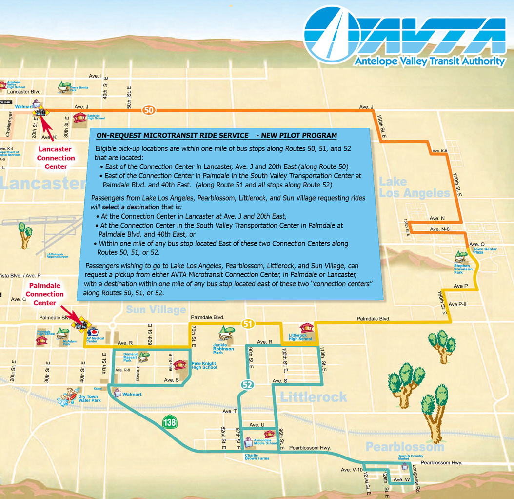 Map of On-Request Microtransit Ride Service