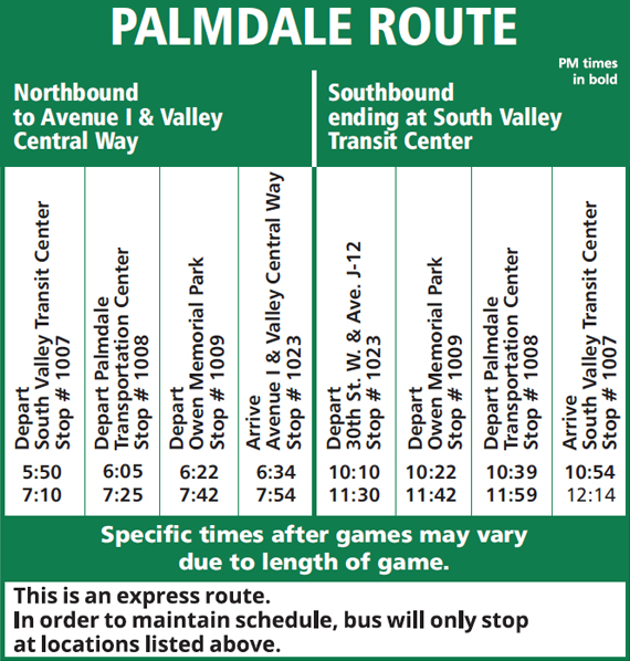 Palmdale Route Schedule