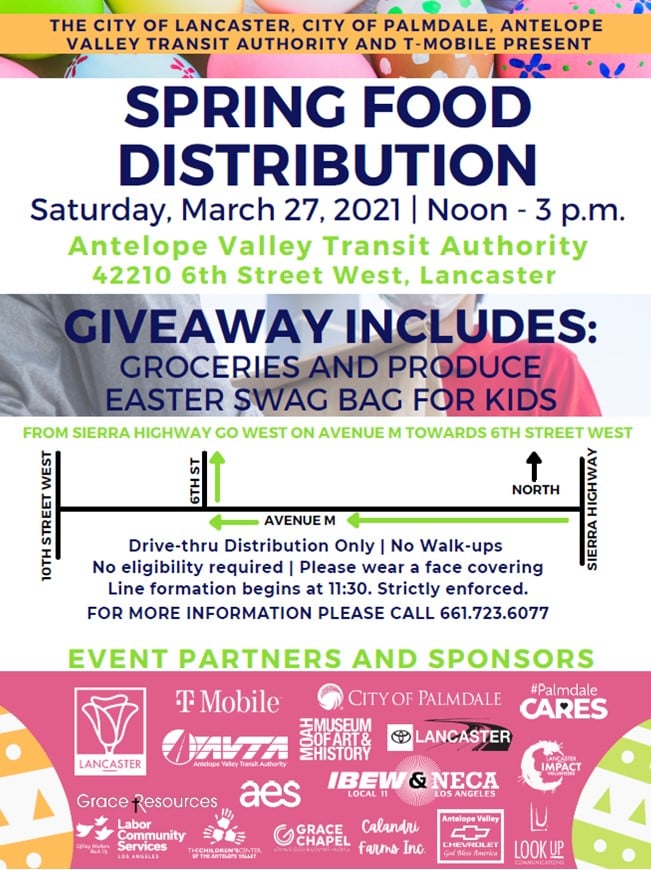 Spring Food Distribution at AVTA on Saturday March 27, 2021