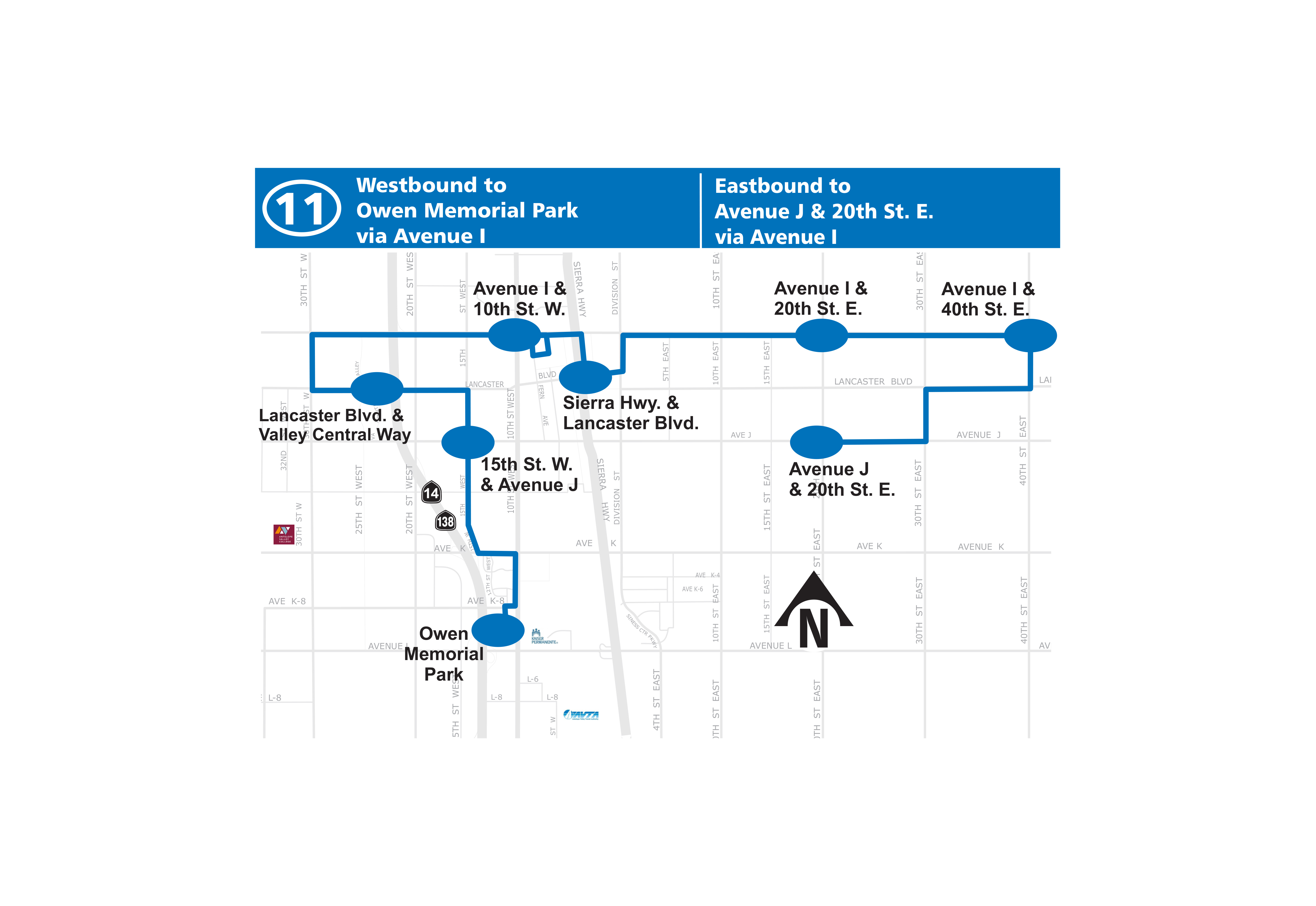 Route 11 East/West Lancaster Map