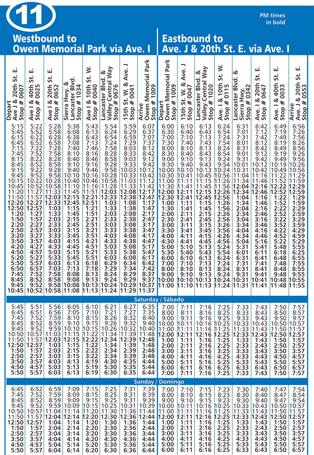 Route 11 East West Lancaster Via Avenue I Schedule Route 11 East West Lancaster Via Avenue I Schedule
