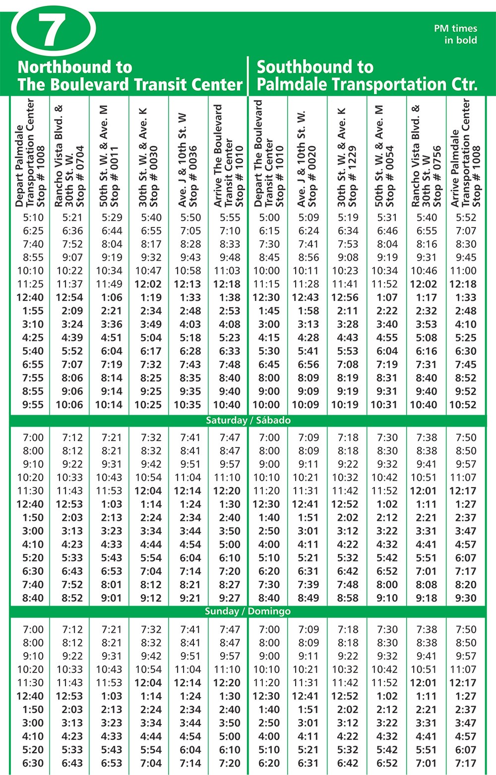 Route 7 Schedule