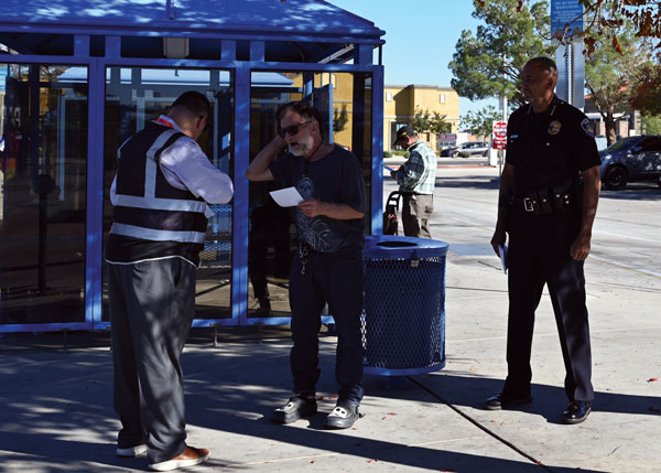 Martin Tompkins, AVTA CEO and Executive Director, and Lancaster Police Department Chief of Police Rod Armalin, answer questions about fare evasion enforcement.  