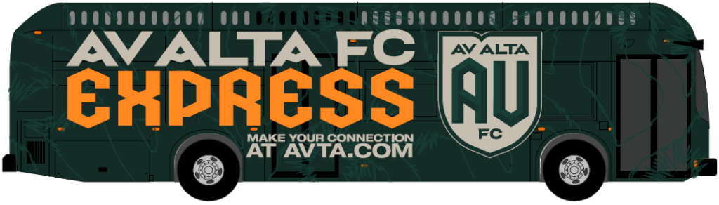 A graphic of a bus with "AV ALTA FC Express" written on the side.