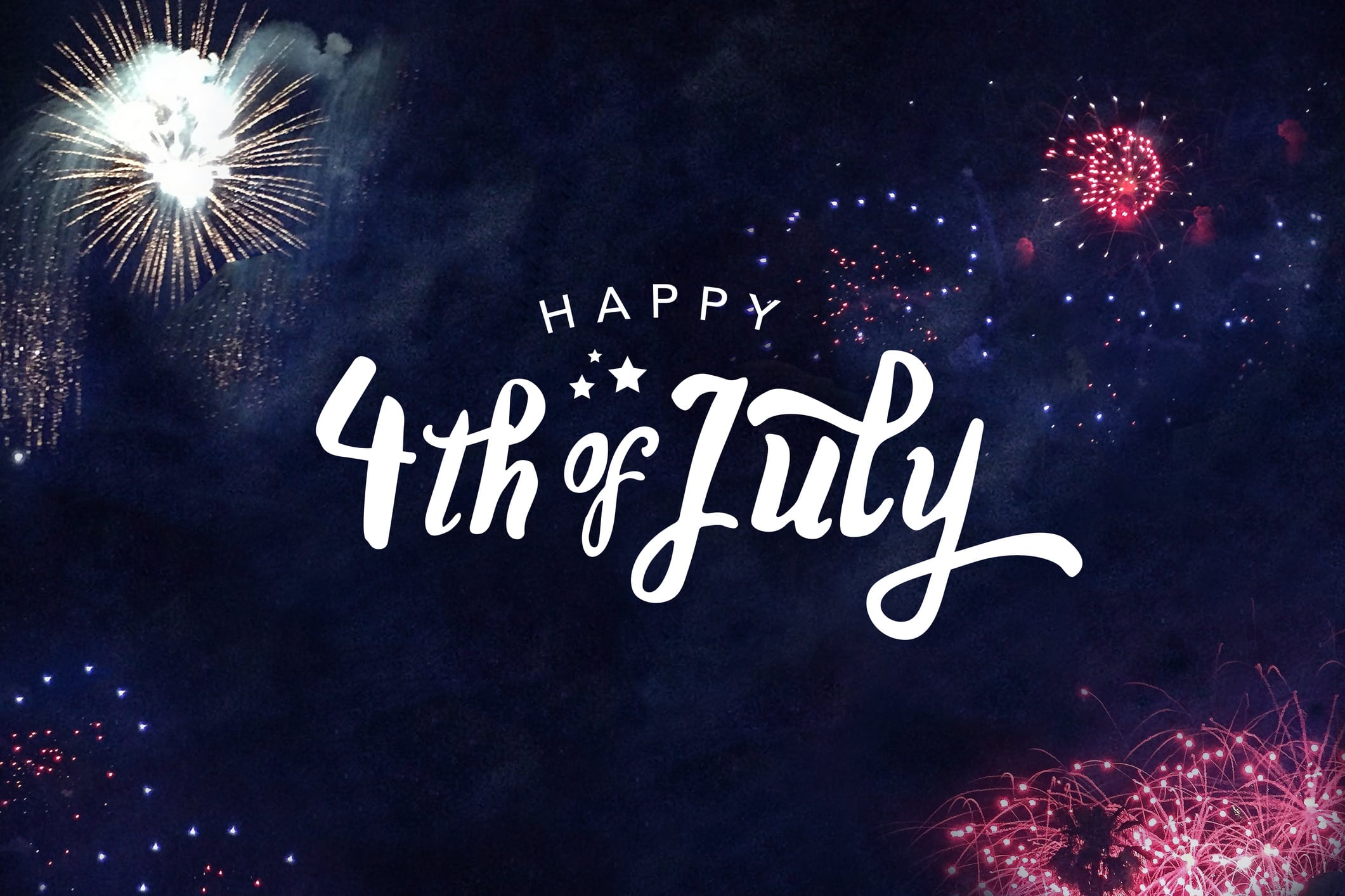 Happy 4th of July Image with Fireworks in the dark sky
