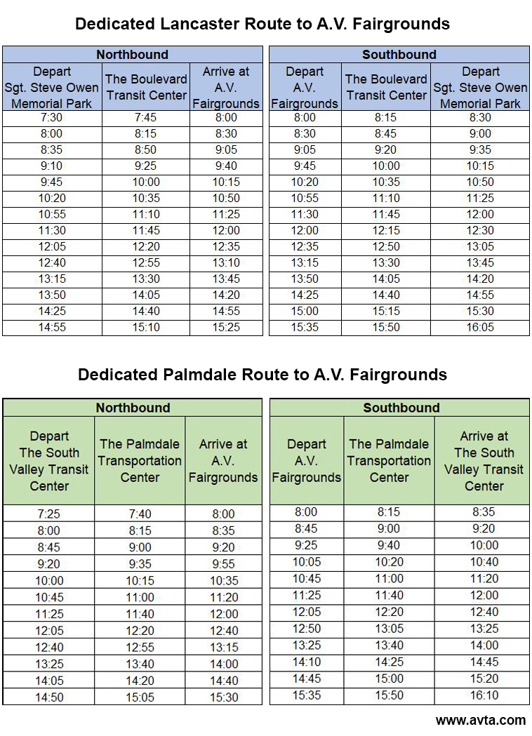 Dedicated Lancaster Route to A.V. Fairgrounds