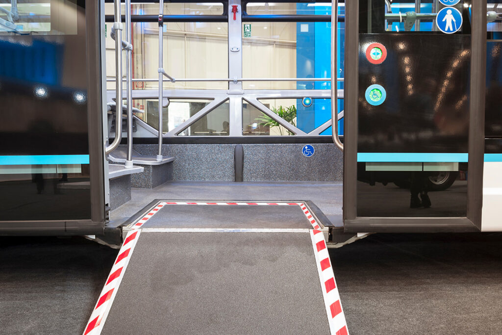 Photo of the wheel chair ramp extended.